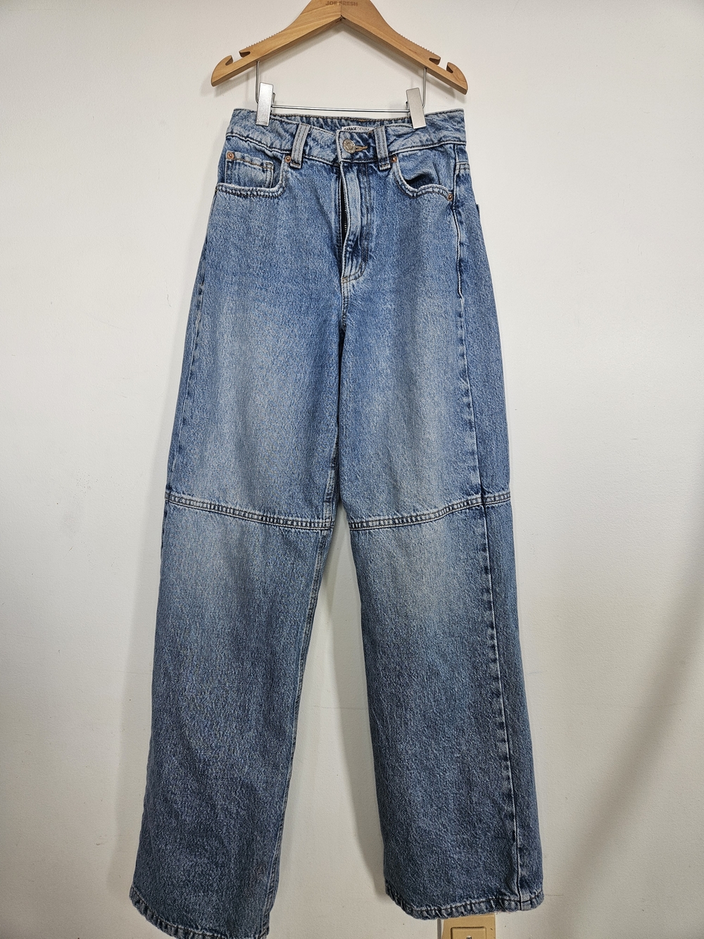 Garage Denim Street Wide Leg Jeans Blue Size 00 23 Seam Knee High Rise - Picture 4 of 4
